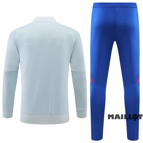 Foot Maillot Pas Cher Ensemble Complet Ropa Deportiva Con Cremallera Larga Enfant Lyon 2022 2023 Gris Bleu