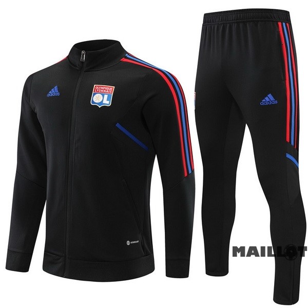 Foot Maillot Pas Cher Ensemble Complet Ropa Deportiva Con Cremallera Larga Enfant Lyon 2022 2023 Noir
