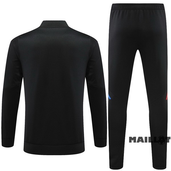 Foot Maillot Pas Cher Ensemble Complet Ropa Deportiva Con Cremallera Larga Enfant Lyon 2022 2023 Noir