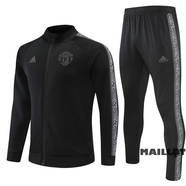 Foot Maillot Pas Cher Ensemble Complet Ropa Deportiva Con Cremallera Larga Enfant Manchester United 2022 2023 III Noir
