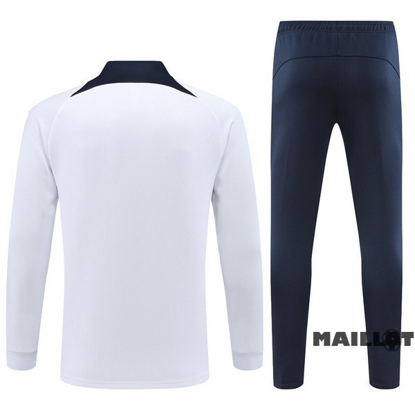 Foot Maillot Pas Cher Ensemble Complet Ropa Deportiva Con Cremallera Larga Enfant Paris Saint Germain 2022 2023 Blanc I Bleu
