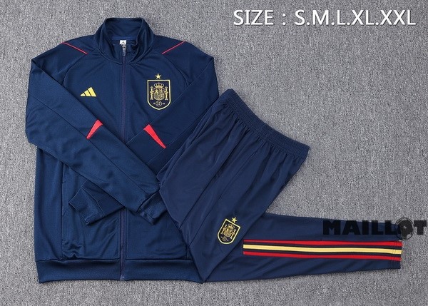Foot Maillot Pas Cher Ensemble Complet Ropa Deportiva Con Cremallera Larga Espagne 2022 Bleu