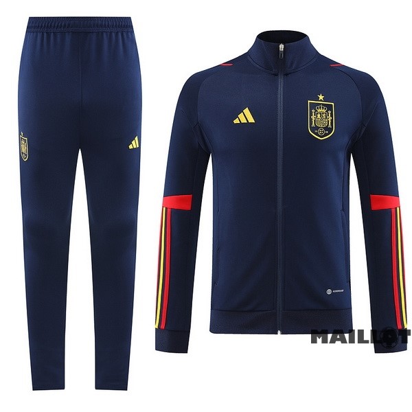 Foot Maillot Pas Cher Ensemble Complet Ropa Deportiva Con Cremallera Larga Espagne 2022 Bleu