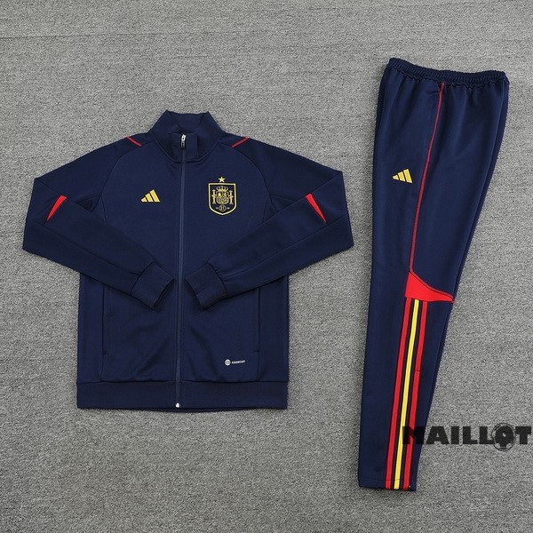 Foot Maillot Pas Cher Ensemble Complet Ropa Deportiva Con Cremallera Larga Espagne 2022 Bleu