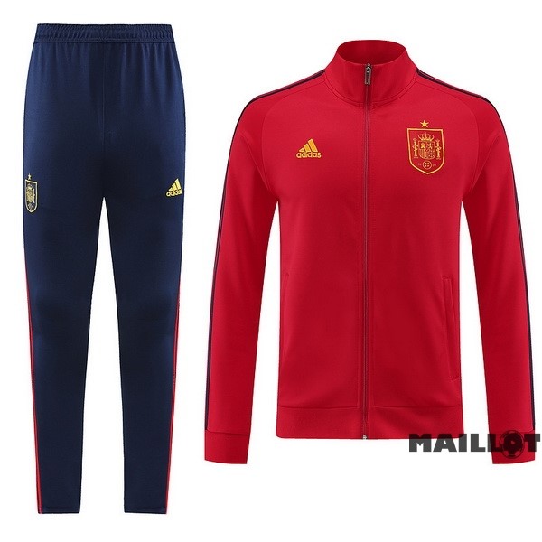 Foot Maillot Pas Cher Ensemble Complet Ropa Deportiva Con Cremallera Larga Espagne 2022 Rouge Bleu