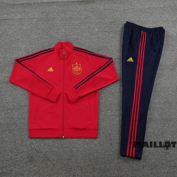 Foot Maillot Pas Cher Ensemble Complet Ropa Deportiva Con Cremallera Larga Espagne 2022 Rouge Bleu