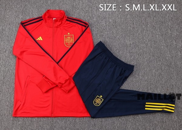 Foot Maillot Pas Cher Ensemble Complet Ropa Deportiva Con Cremallera Larga Espagne 2022 Rouge I Bleu