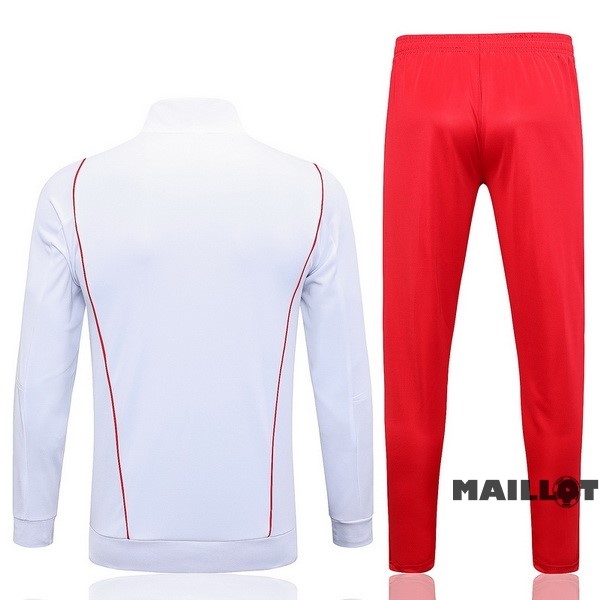 Foot Maillot Pas Cher Ensemble Complet Ropa Deportiva Con Cremallera Larga Flamengo 2023 2024 Blanc Rouge