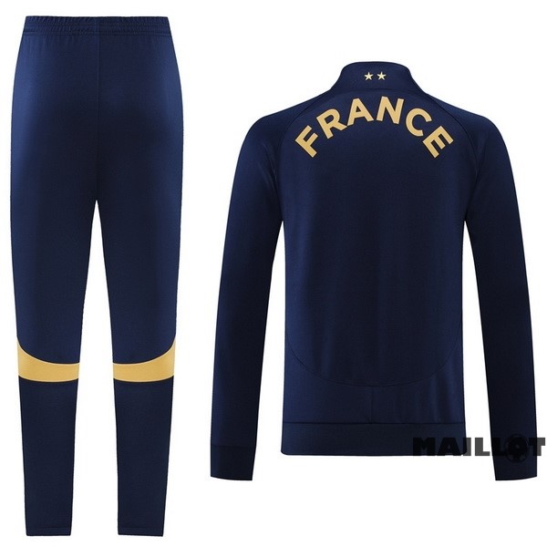 Foot Maillot Pas Cher Ensemble Complet Ropa Deportiva Con Cremallera Larga France 2022 Bleu Marine