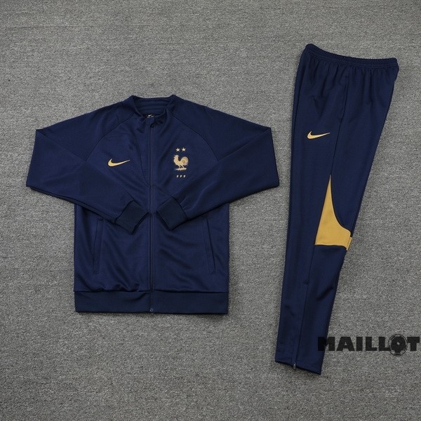 Foot Maillot Pas Cher Ensemble Complet Ropa Deportiva Con Cremallera Larga France 2022 Bleu Marine