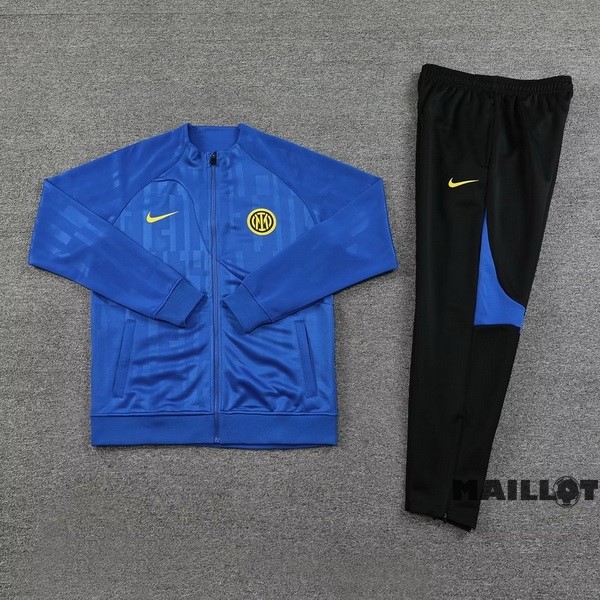 Foot Maillot Pas Cher Ensemble Complet Ropa Deportiva Con Cremallera Larga Inter Milán 2023 2024 Bleu Noir