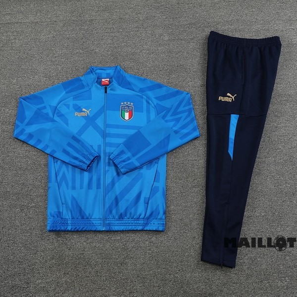Foot Maillot Pas Cher Ensemble Complet Ropa Deportiva Con Cremallera Larga Italie 2022 Bleu