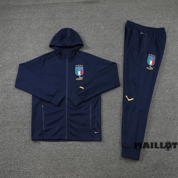 Foot Maillot Pas Cher Ensemble Complet Ropa Deportiva Con Cremallera Larga Italie 2022 Bleu Marine