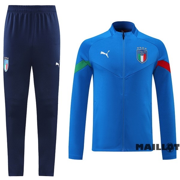 Foot Maillot Pas Cher Ensemble Complet Ropa Deportiva Con Cremallera Larga Italie 2022 I Bleu