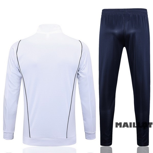 Foot Maillot Pas Cher Ensemble Complet Ropa Deportiva Con Cremallera Larga Italie 2023 Blanc I Bleu Marine