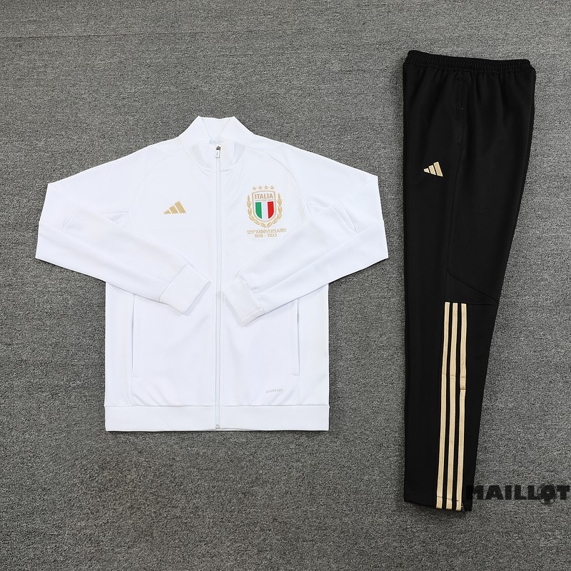 Foot Maillot Pas Cher Ensemble Complet Ropa Deportiva Con Cremallera Larga Italie 2023 Blanc Jaune
