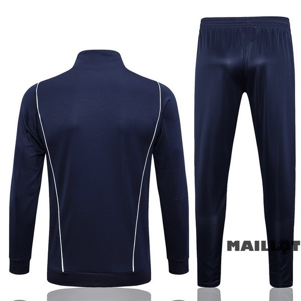 Foot Maillot Pas Cher Ensemble Complet Ropa Deportiva Con Cremallera Larga Italie 2023 Bleu Marine Blanc