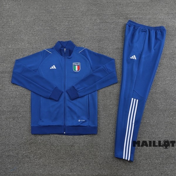 Foot Maillot Pas Cher Ensemble Complet Ropa Deportiva Con Cremallera Larga Italie 2023 I Bleu