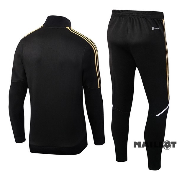 Foot Maillot Pas Cher Ensemble Complet Ropa Deportiva Con Cremallera Larga Juventus 2022 2023 Noir Blanc