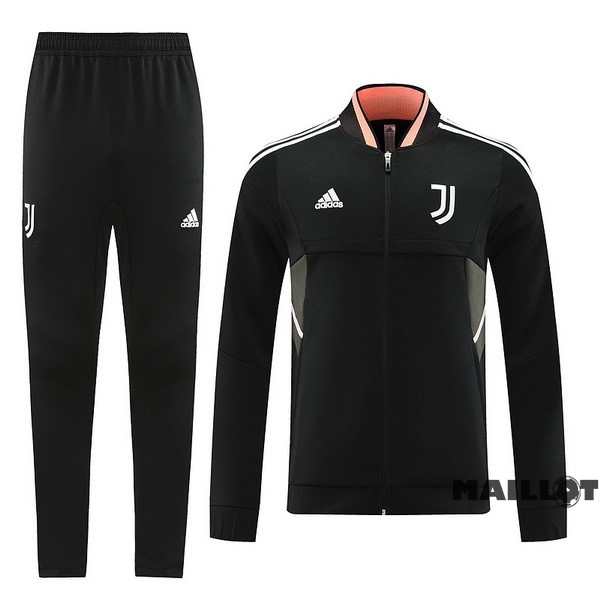 Foot Maillot Pas Cher Ensemble Complet Ropa Deportiva Con Cremallera Larga Juventus 2022 2023 Noir Gris Rose