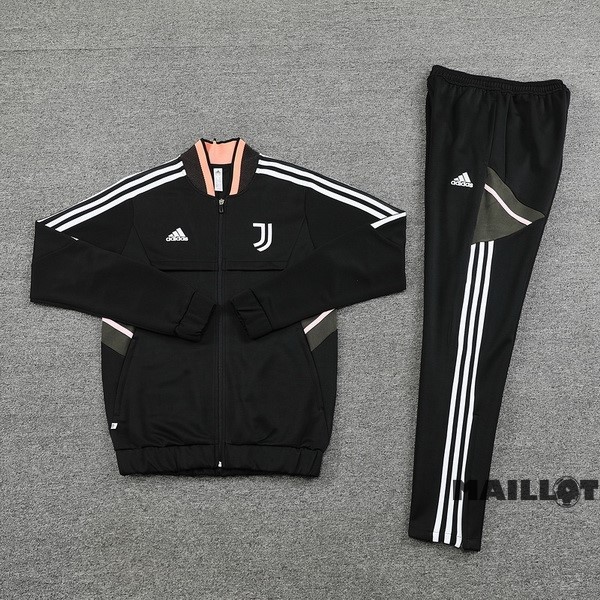 Foot Maillot Pas Cher Ensemble Complet Ropa Deportiva Con Cremallera Larga Juventus 2022 2023 Noir Gris Rose