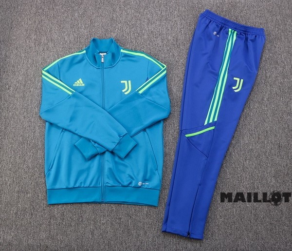 Foot Maillot Pas Cher Ensemble Complet Ropa Deportiva Con Cremallera Larga Juventus 2022 2023 Vert Bleu