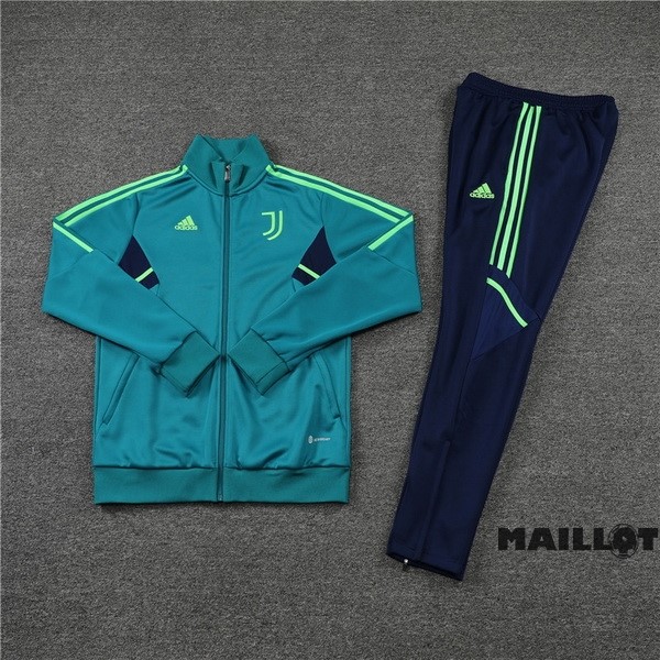 Foot Maillot Pas Cher Ensemble Complet Ropa Deportiva Con Cremallera Larga Juventus 2022 2023 Vert I Bleu