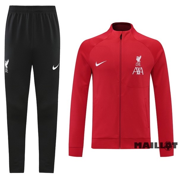 Foot Maillot Pas Cher Ensemble Complet Ropa Deportiva Con Cremallera Larga Liverpool 2022 2023 Noir I Rouge