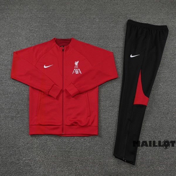Foot Maillot Pas Cher Ensemble Complet Ropa Deportiva Con Cremallera Larga Liverpool 2022 2023 Noir I Rouge