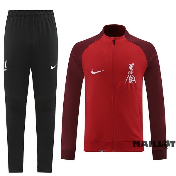 Foot Maillot Pas Cher Ensemble Complet Ropa Deportiva Con Cremallera Larga Liverpool 2022 2023 Noir Rouge