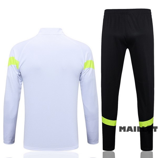 Foot Maillot Pas Cher Ensemble Complet Ropa Deportiva Con Cremallera Larga Manchester City 2022 2023 Blanc Noir