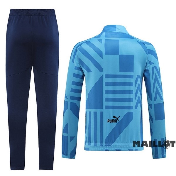 Foot Maillot Pas Cher Ensemble Complet Ropa Deportiva Con Cremallera Larga Manchester City 2022 2023 Bleu