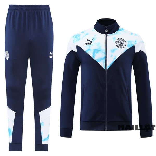 Foot Maillot Pas Cher Ensemble Complet Ropa Deportiva Con Cremallera Larga Manchester City 2022 2023 Bleu