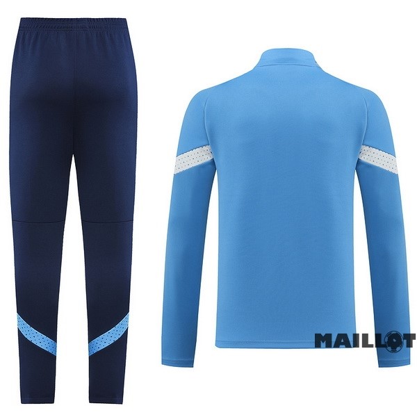 Foot Maillot Pas Cher Ensemble Complet Ropa Deportiva Con Cremallera Larga Manchester City 2022 2023 Bleu