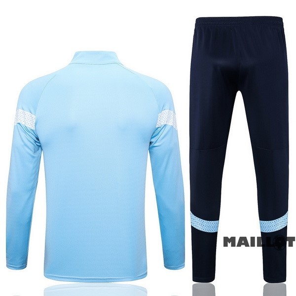 Foot Maillot Pas Cher Ensemble Complet Ropa Deportiva Con Cremallera Larga Manchester City 2022 2023 Bleu Noir