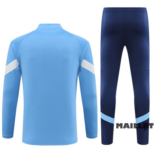 Foot Maillot Pas Cher Ensemble Complet Ropa Deportiva Con Cremallera Larga Manchester City 2022 2023 II Bleu