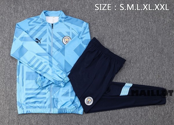 Foot Maillot Pas Cher Ensemble Complet Ropa Deportiva Con Cremallera Larga Manchester City 2022 2023 I Bleu