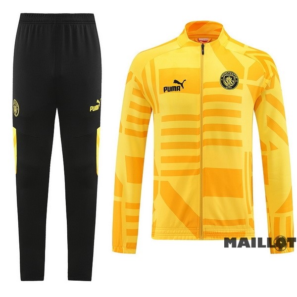 Foot Maillot Pas Cher Ensemble Complet Ropa Deportiva Con Cremallera Larga Manchester City 2022 2023 Noir