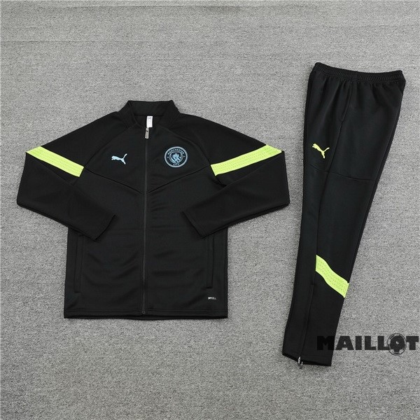 Foot Maillot Pas Cher Ensemble Complet Ropa Deportiva Con Cremallera Larga Manchester City 2022 2023 Noir Vert