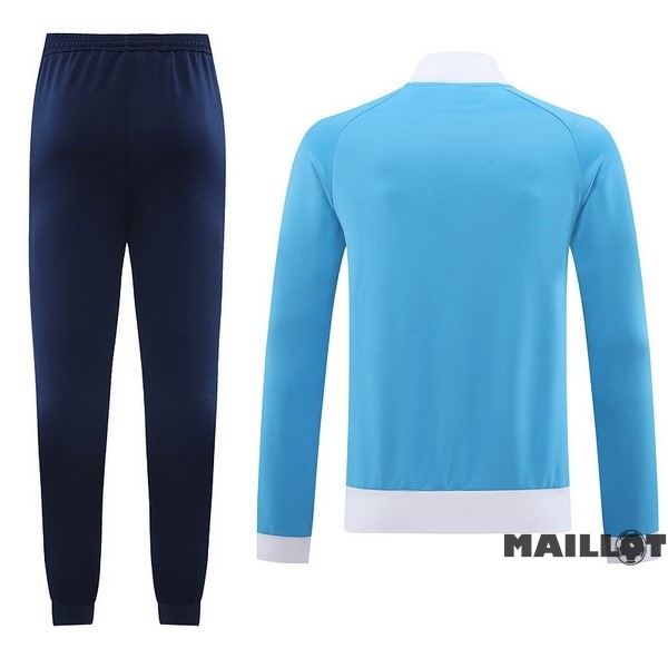 Foot Maillot Pas Cher Ensemble Complet Ropa Deportiva Con Cremallera Larga Manchester City 2023 2024 Bleu Blanc