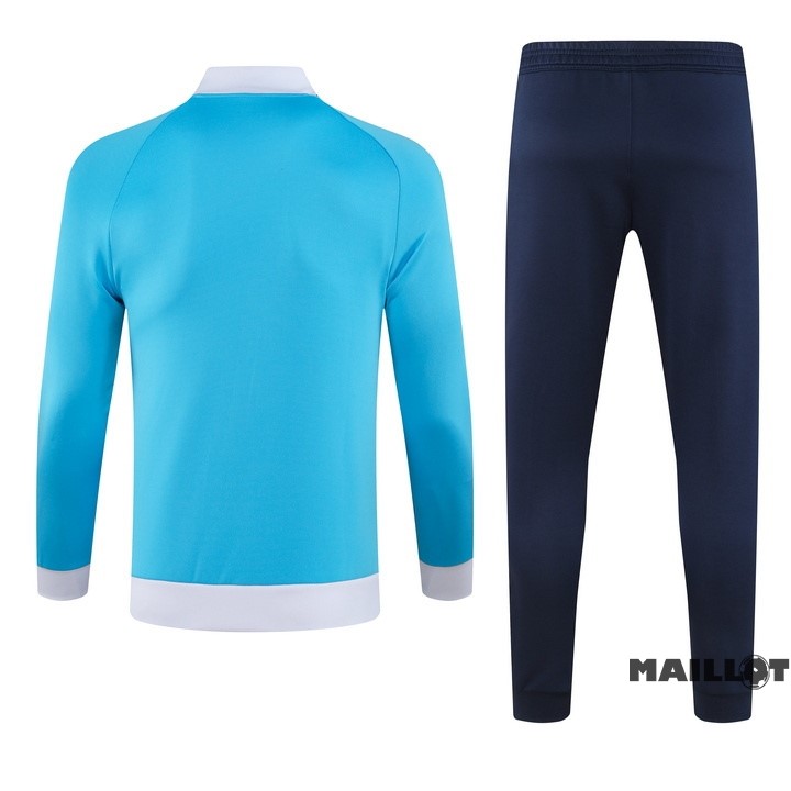 Foot Maillot Pas Cher Ensemble Complet Ropa Deportiva Con Cremallera Larga Manchester City 2023 2024 Bleu II Blanc