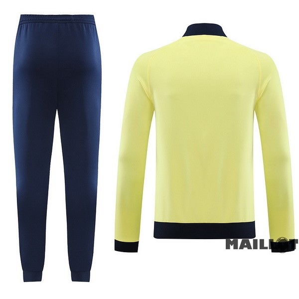 Foot Maillot Pas Cher Ensemble Complet Ropa Deportiva Con Cremallera Larga Manchester City 2023 2024 Bleu Marine Jaune