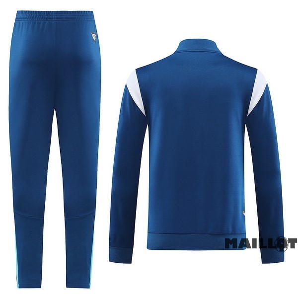 Foot Maillot Pas Cher Ensemble Complet Ropa Deportiva Con Cremallera Larga Manchester City 2023 2024 II Bleu