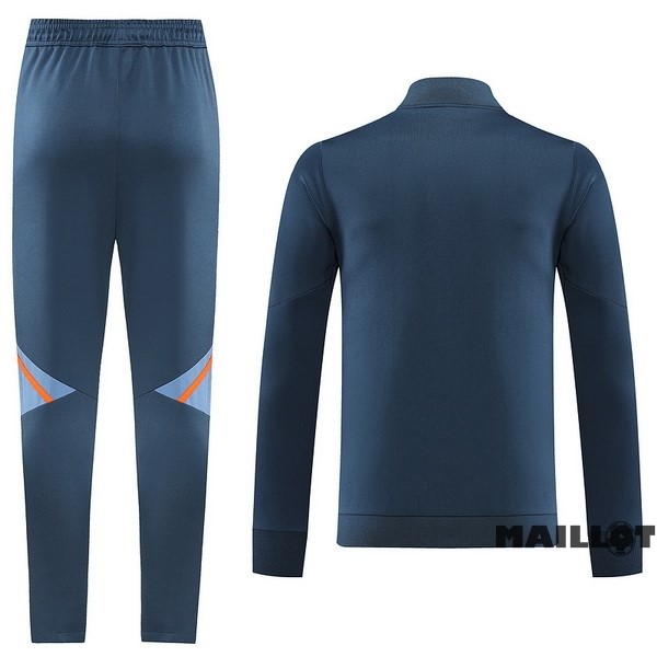 Foot Maillot Pas Cher Ensemble Complet Ropa Deportiva Con Cremallera Larga Manchester United 2022 2023 Gris Bleu