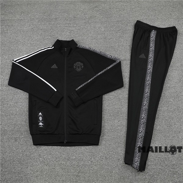 Foot Maillot Pas Cher Ensemble Complet Ropa Deportiva Con Cremallera Larga Manchester United 2022 2023 III Noir