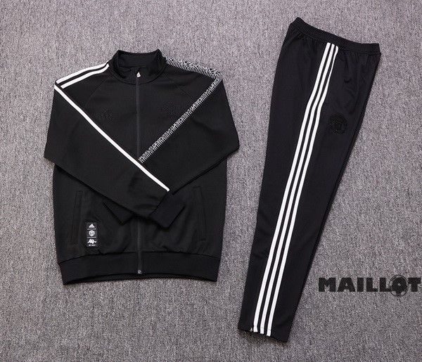 Foot Maillot Pas Cher Ensemble Complet Ropa Deportiva Con Cremallera Larga Manchester United 2022 2023 I Noir