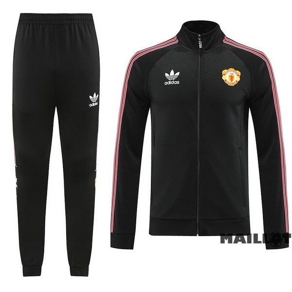 Foot Maillot Pas Cher Ensemble Complet Ropa Deportiva Con Cremallera Larga Manchester United 2022 2023 Noir