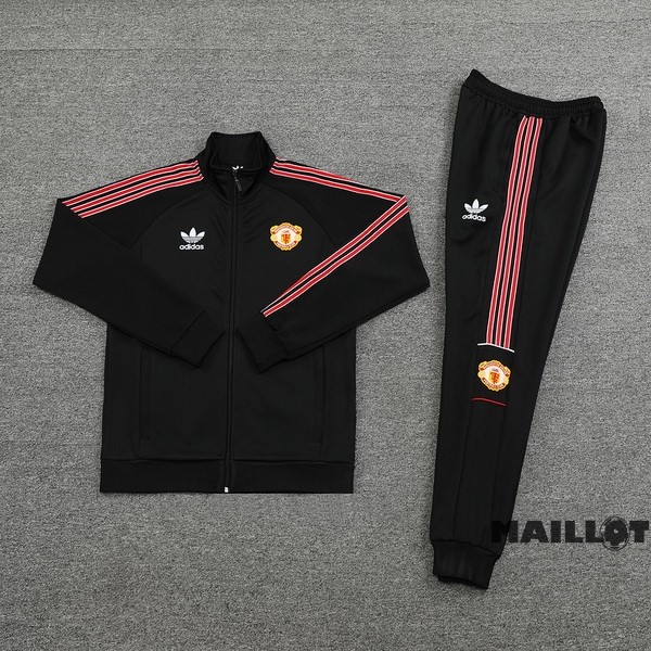 Foot Maillot Pas Cher Ensemble Complet Ropa Deportiva Con Cremallera Larga Manchester United 2022 2023 Noir