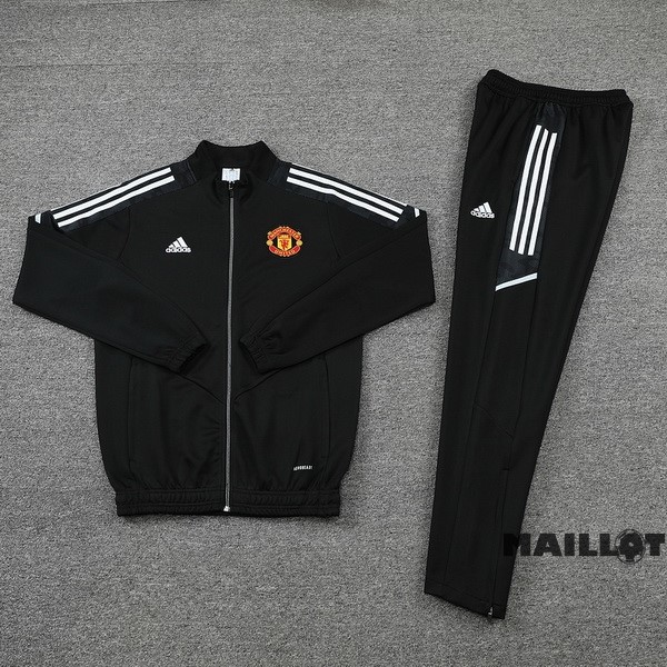 Foot Maillot Pas Cher Ensemble Complet Ropa Deportiva Con Cremallera Larga Manchester United 2022 2023 Noir