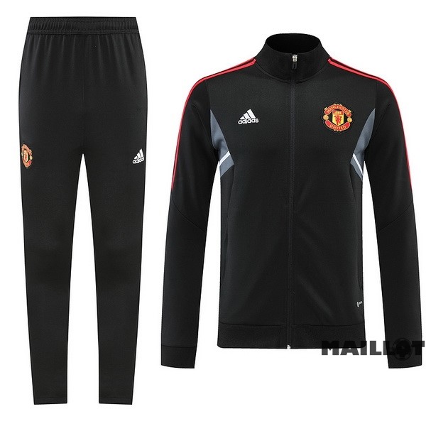 Foot Maillot Pas Cher Ensemble Complet Ropa Deportiva Con Cremallera Larga Manchester United 2022 2023 Noir
